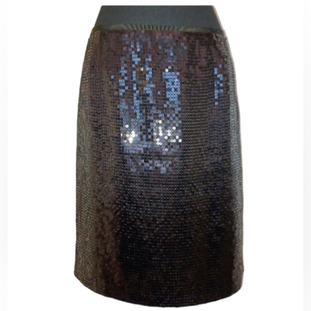 Ann Taylor Sequin Straight Pencil Skirt Women's Sz 4 Black